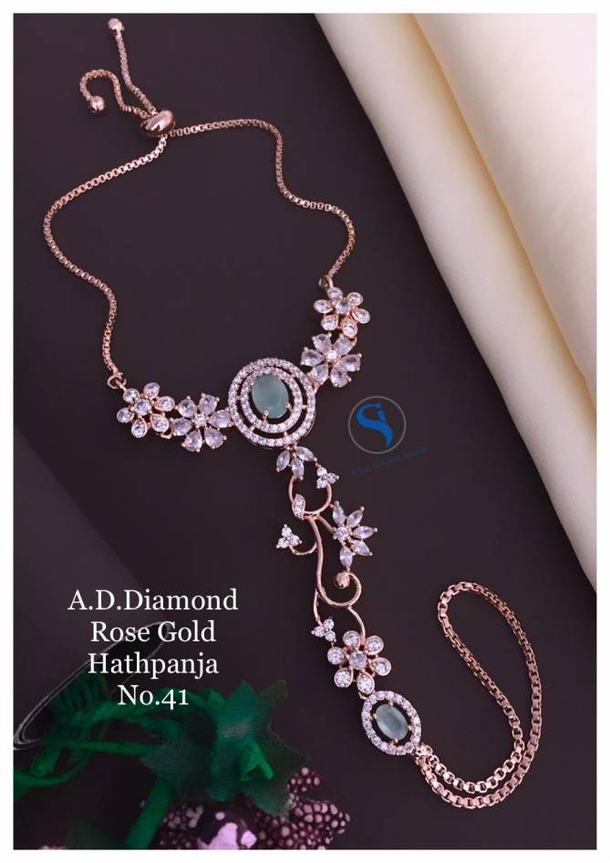 Designer Rose Gold AD Diamond Hath Panja Catalog
